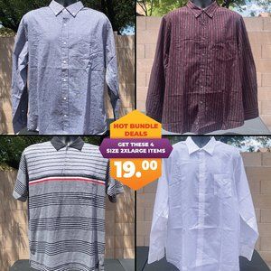 4 pack of 2XLarge items - 3 Dress Shirts & 1 Polo